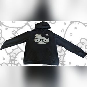 Sanrio Black Hoodie with Silver Hello Kitty Design